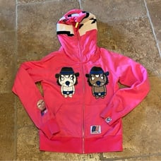 DEVIL NUT Pink Fun Graphic Hoodie Sweatshirt Size Small