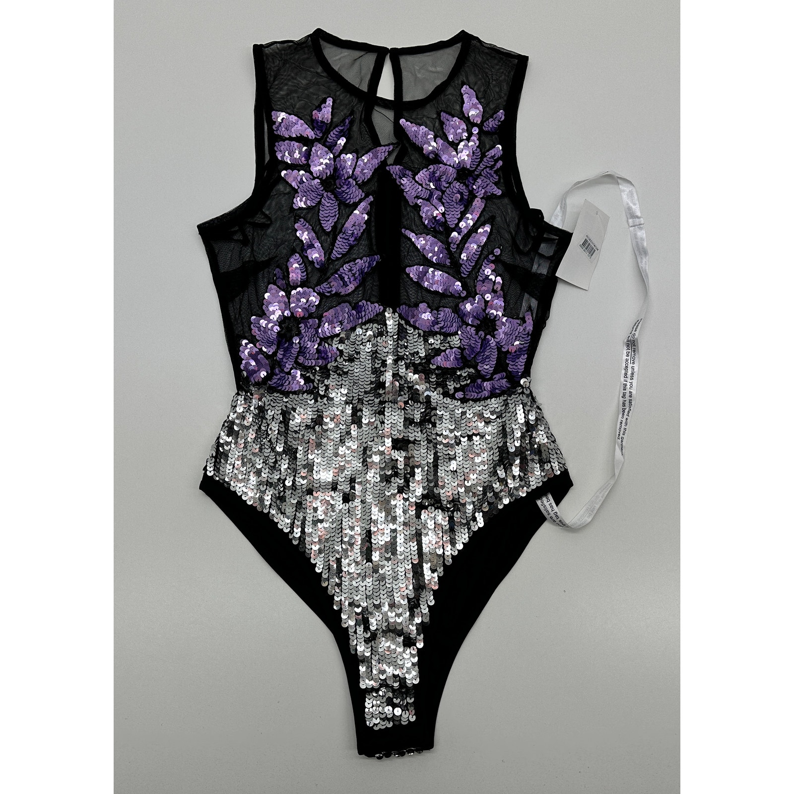 Nasty Gal Women's Embellished Floral Bodysuit Size 4 NWT #75A