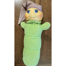 Vintage 1984 Hasbro Glow Worm With Purple Hat WORKS Light Glows Up