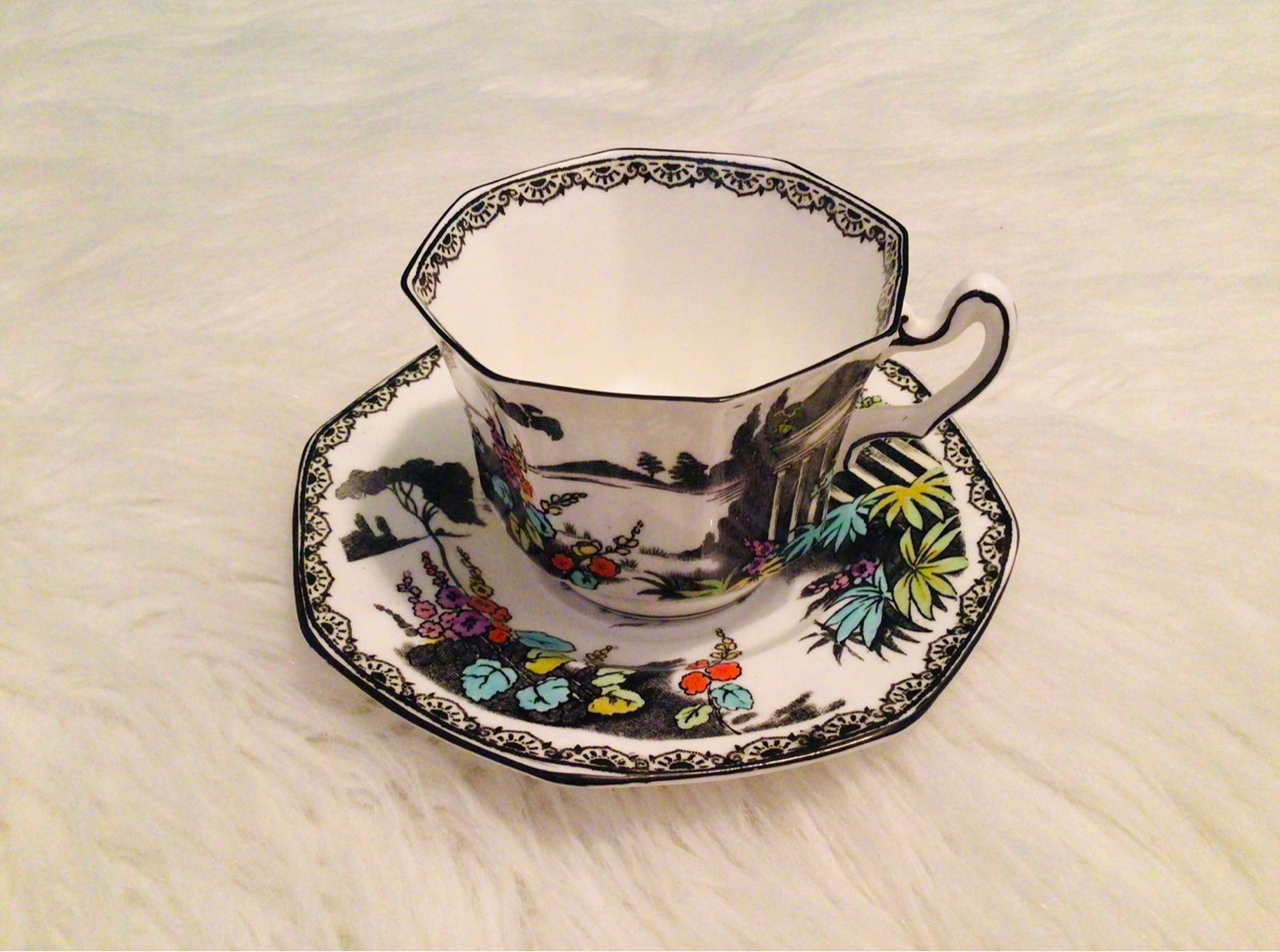 Vintage Fenton Octagon Cup & Saucer