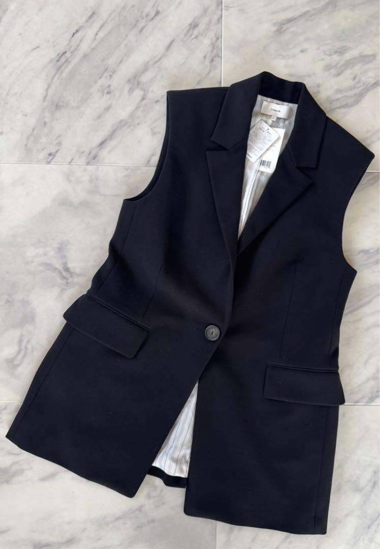 【Brand New】 Vince Black No-Collar Vest, Size 2, Original Price 78,000 Yen