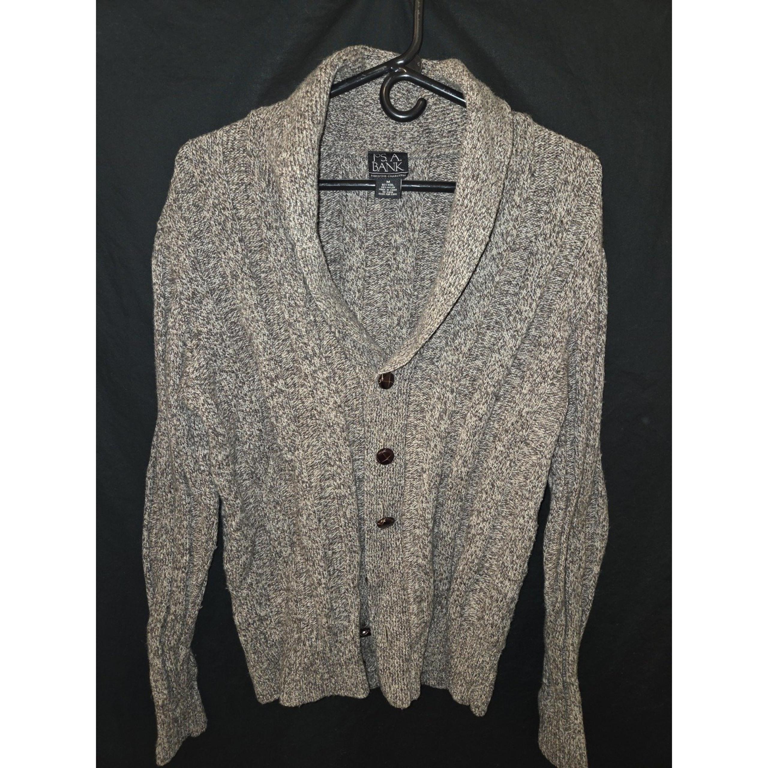 Jos A. Bank Excutive Collection Sweater Mens Medium Brown 80% Wool Cardigan