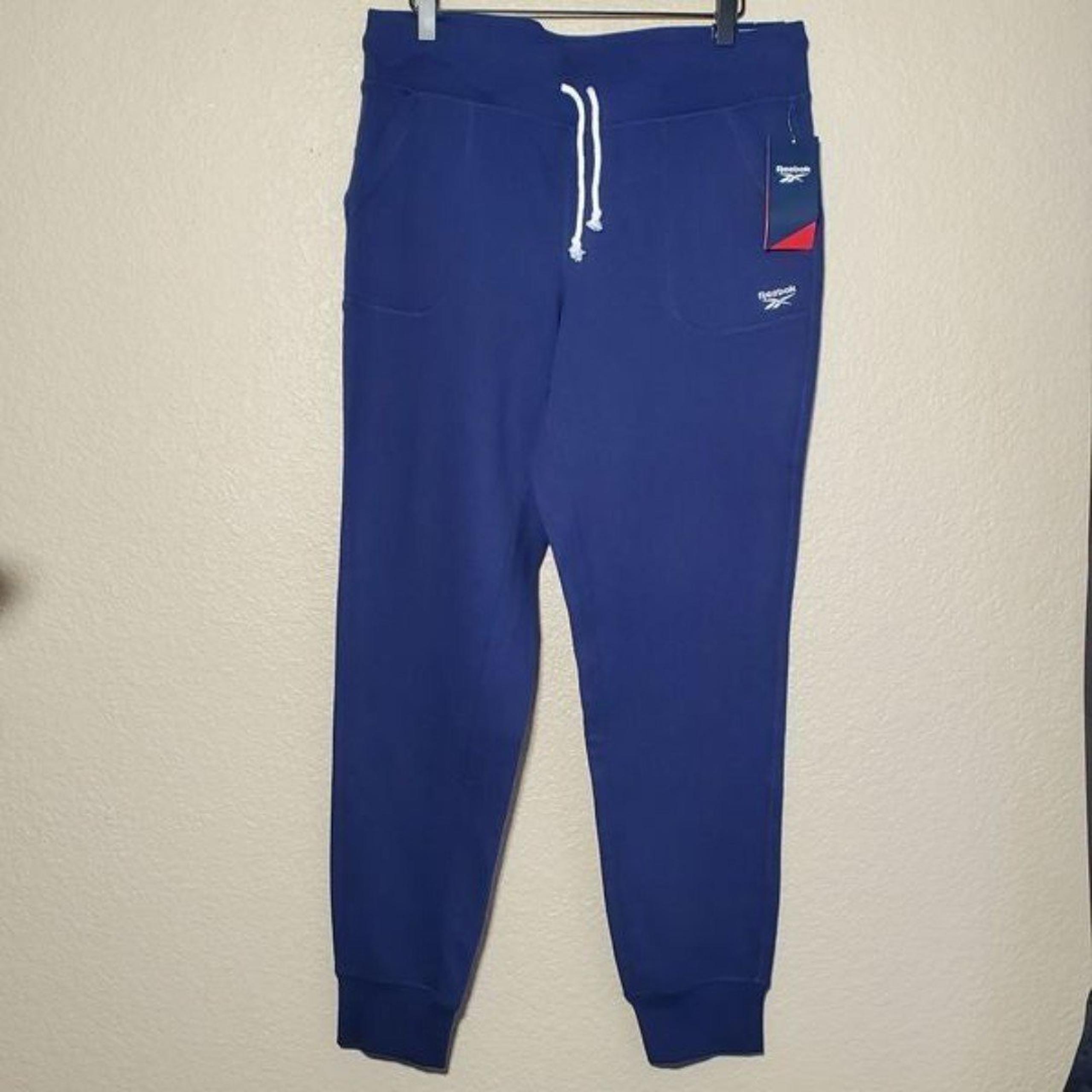 NWT Reebok Medieval Blue Drawstring Sweat Pants Womens Large