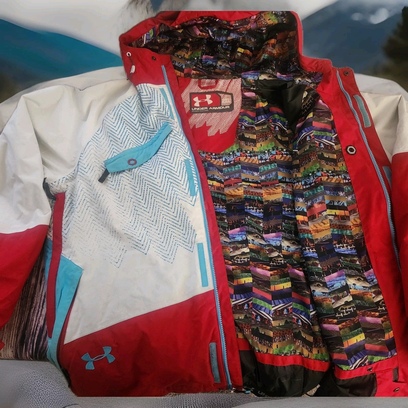 Under Armour Snowboarding Ski Jacket Mens 2XL Rare Limited Edition Red Blue XXL