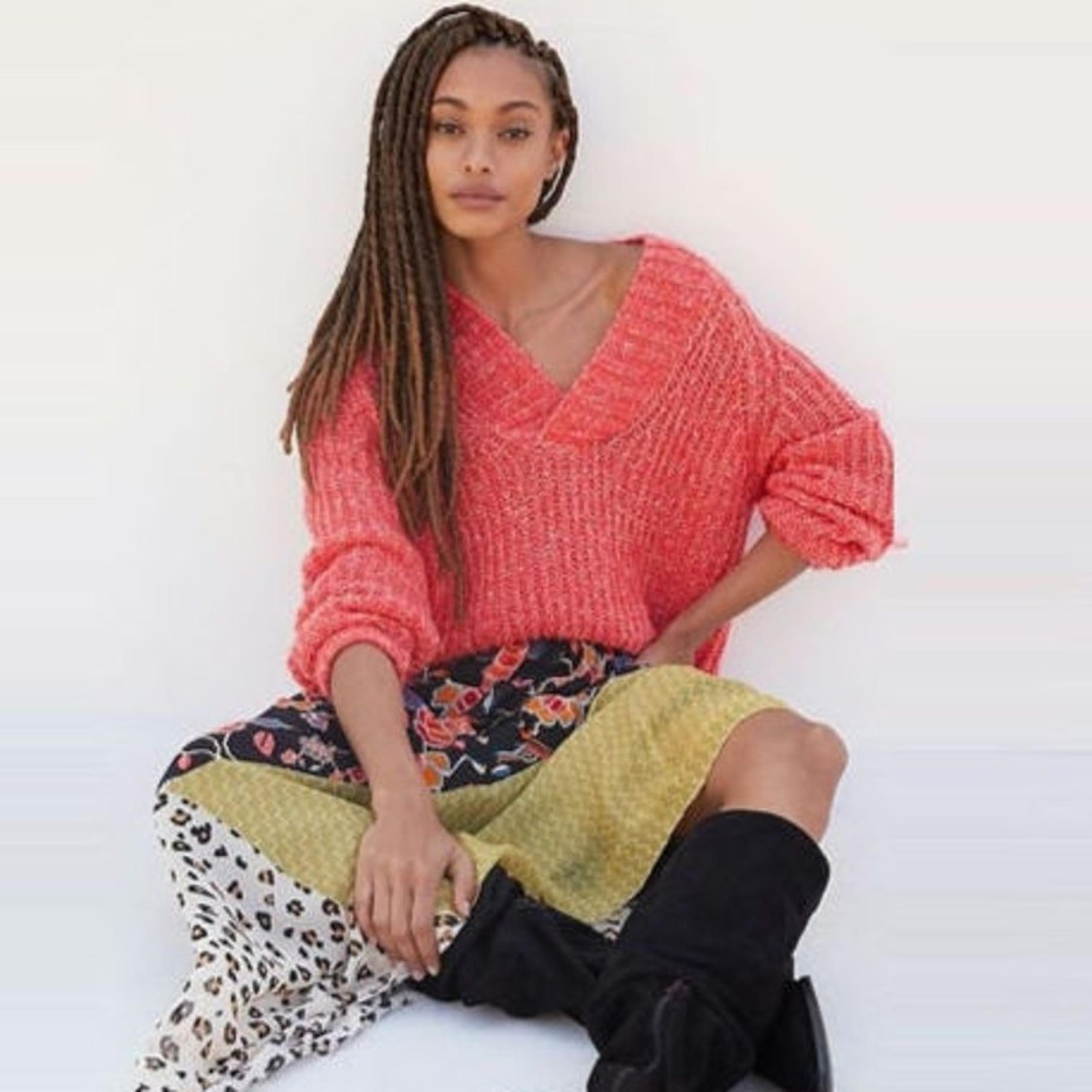 Anthropologie Honore Wool Blend V Neck Sweater
