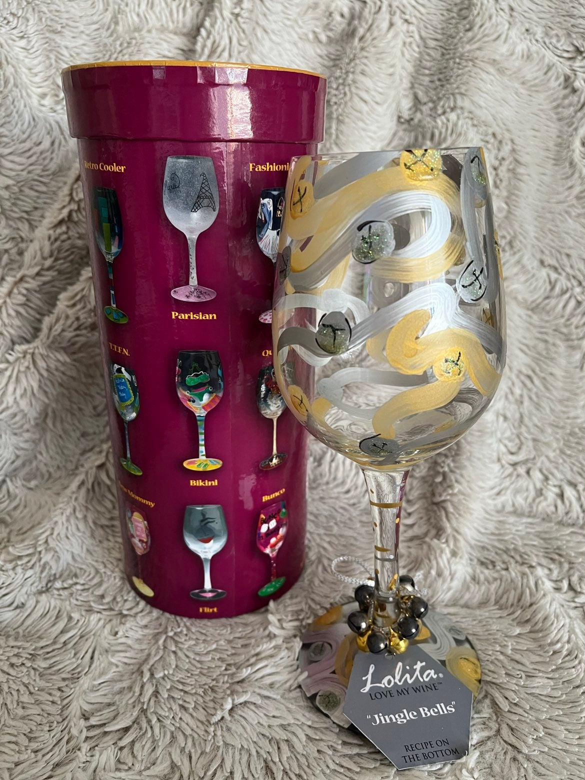 Lolita Love My Wine Jingle Bells Wine Glass