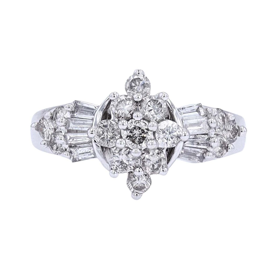 1.00 CT 10K White Gold Womens Natural Diamond Ring Size 7
