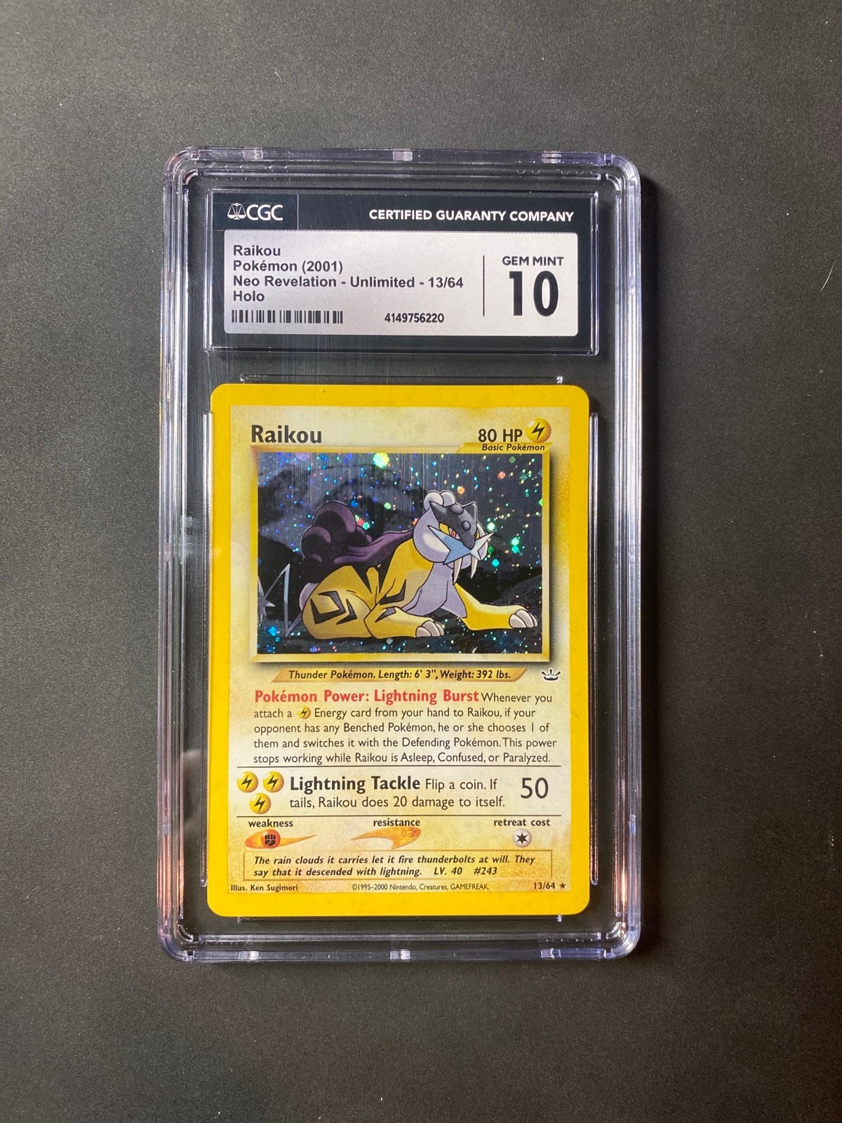 2001 Pokemon Neo Revelation 1st Edition 13 Raikou-Holo (PSA