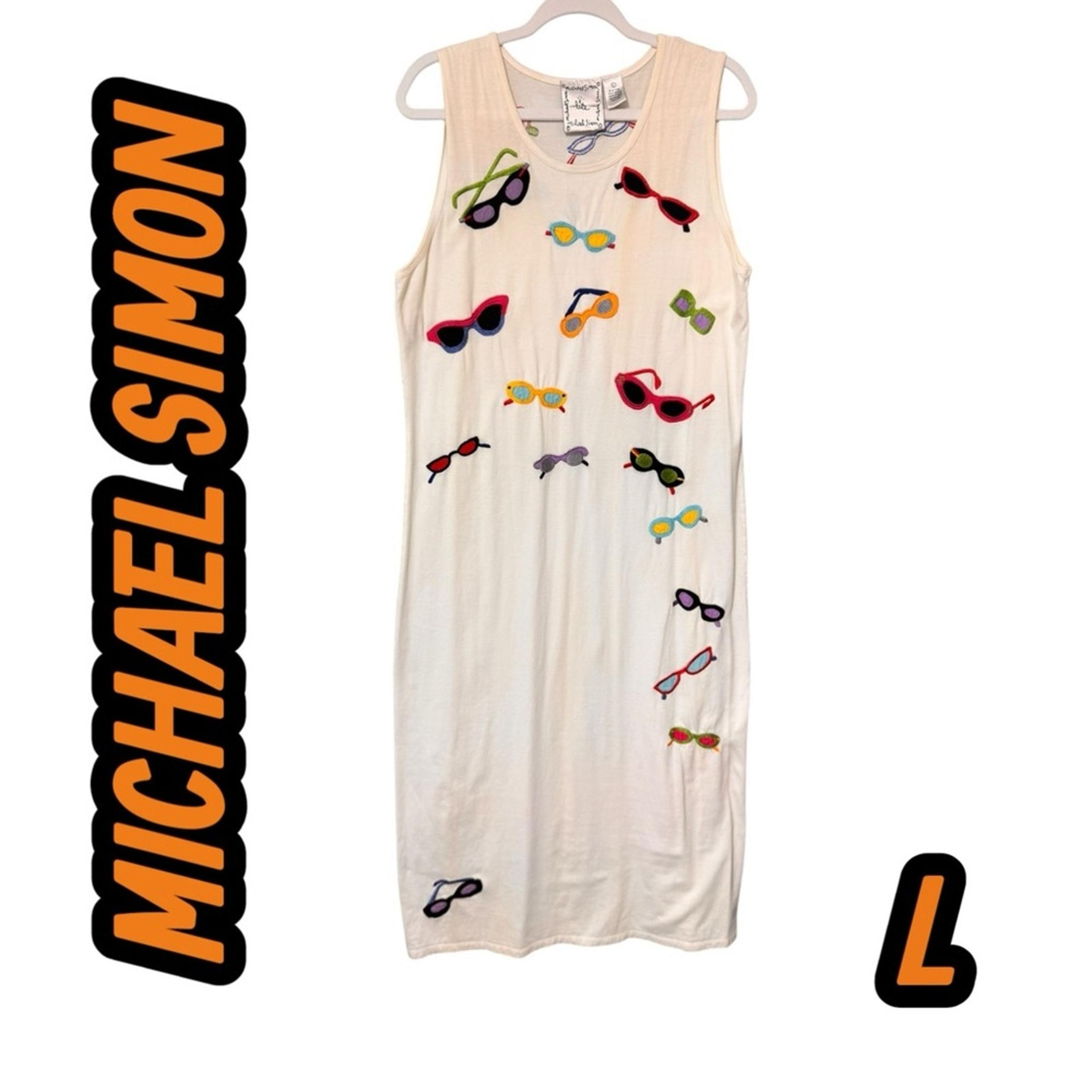 VTG Michael Simon Embroidered Sunglass MAXI DRESS LARGE
