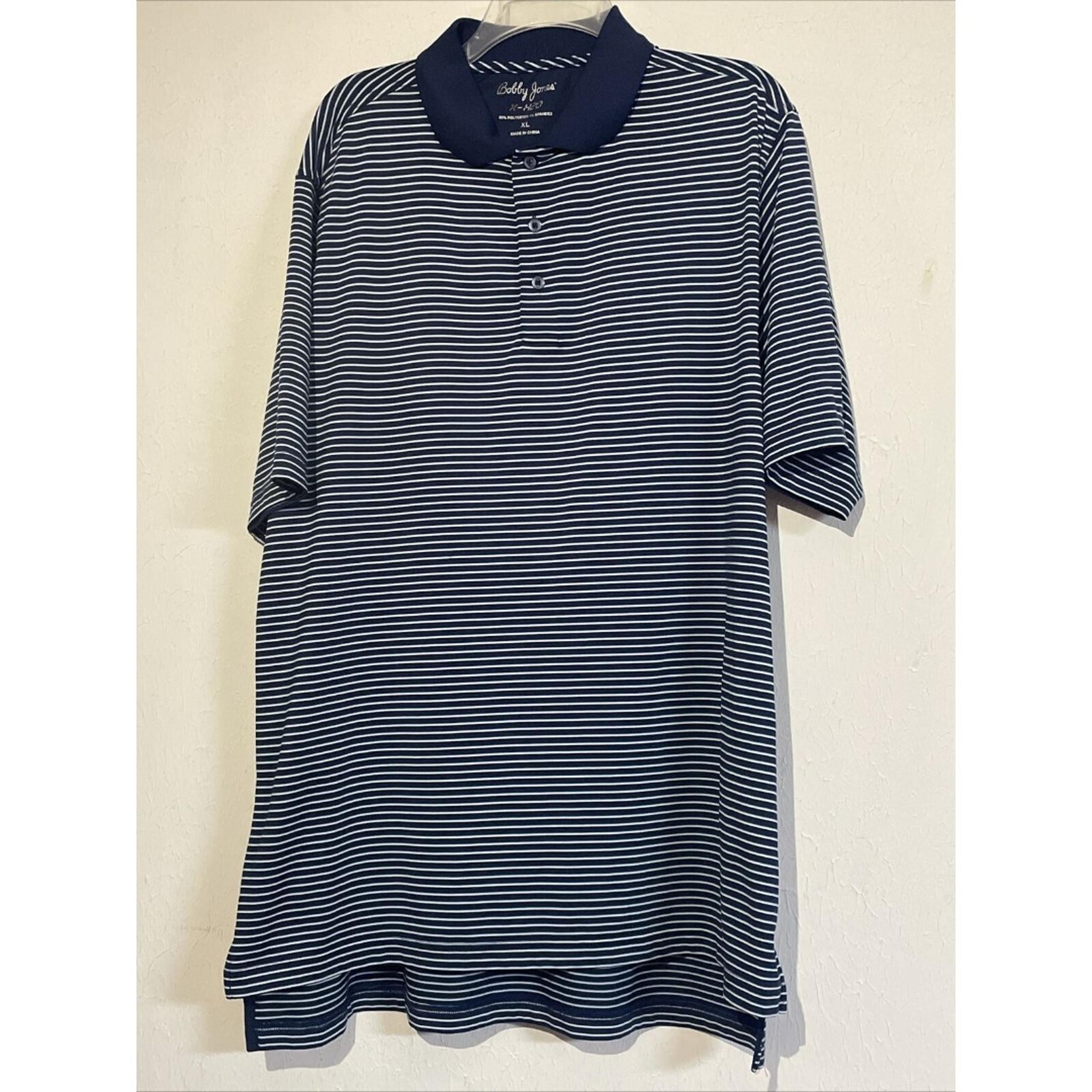 Bobby Jones Golf Polo Men's XL Blue Striped X-H20 Short Sleeve