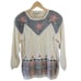 VTG Knitted By Hand Multicolored Chunky Cable Knit Sweater Sz M Cottagecore