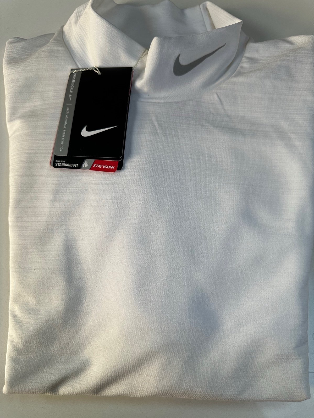 NWT Nike Golf Stay Warm Long Sleeve Mock Neck. White. Large