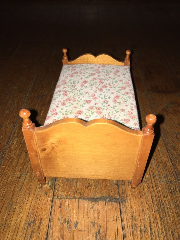 Doll house wooden bed