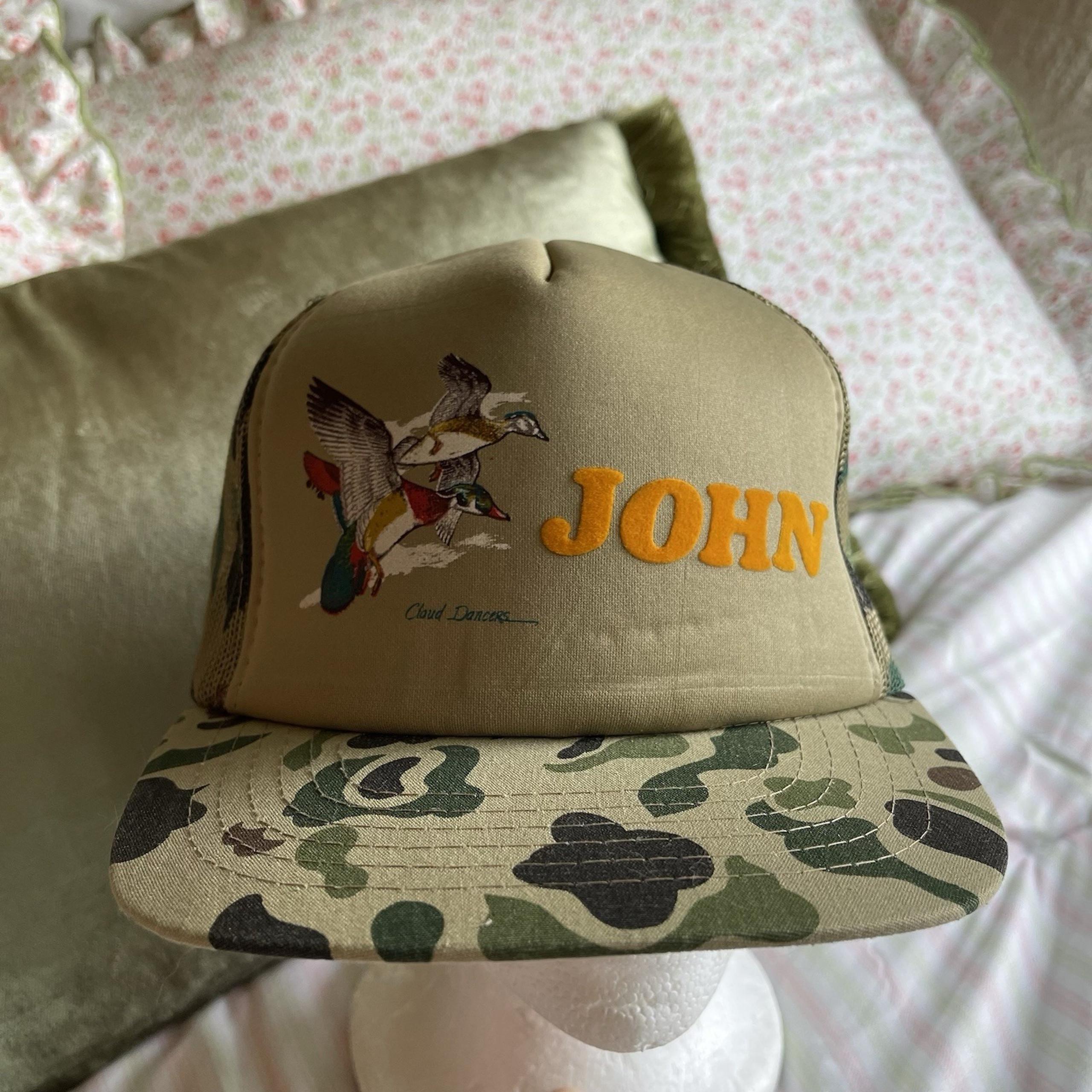 Vintage Camo Mens Hat Cap Snapback Brown Duck Hunting "John" Trucker Cap