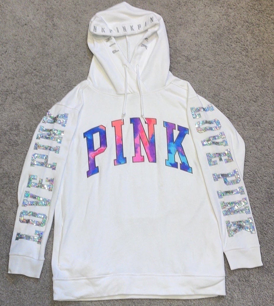 HTF VS PINK Watercolor Bling Hoodie