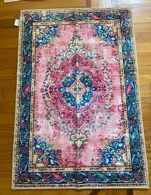 New Boho Rug 3x5 Pink Small Area Rug Washable Vintage Rug for Kitchen Living Roo
