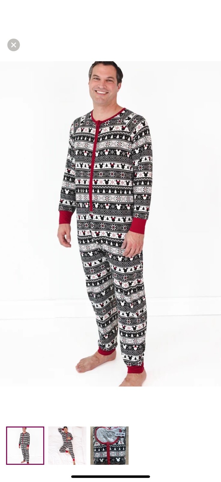 Little Sleepies men’s large Christmas Mickey onesie pajamas