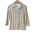 J. Mclaughlin Lauderale Popover Top Collar Geometric Medium 3/4 Sleeve Neutral