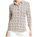 J. Mclaughlin Lauderale Popover Top Collar Geometric Medium 3/4 Sleeve Neutral