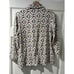 J. Mclaughlin Lauderale Popover Top Collar Geometric Medium 3/4 Sleeve Neutral
