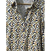 J. Mclaughlin Lauderale Popover Top Collar Geometric Medium 3/4 Sleeve Neutral