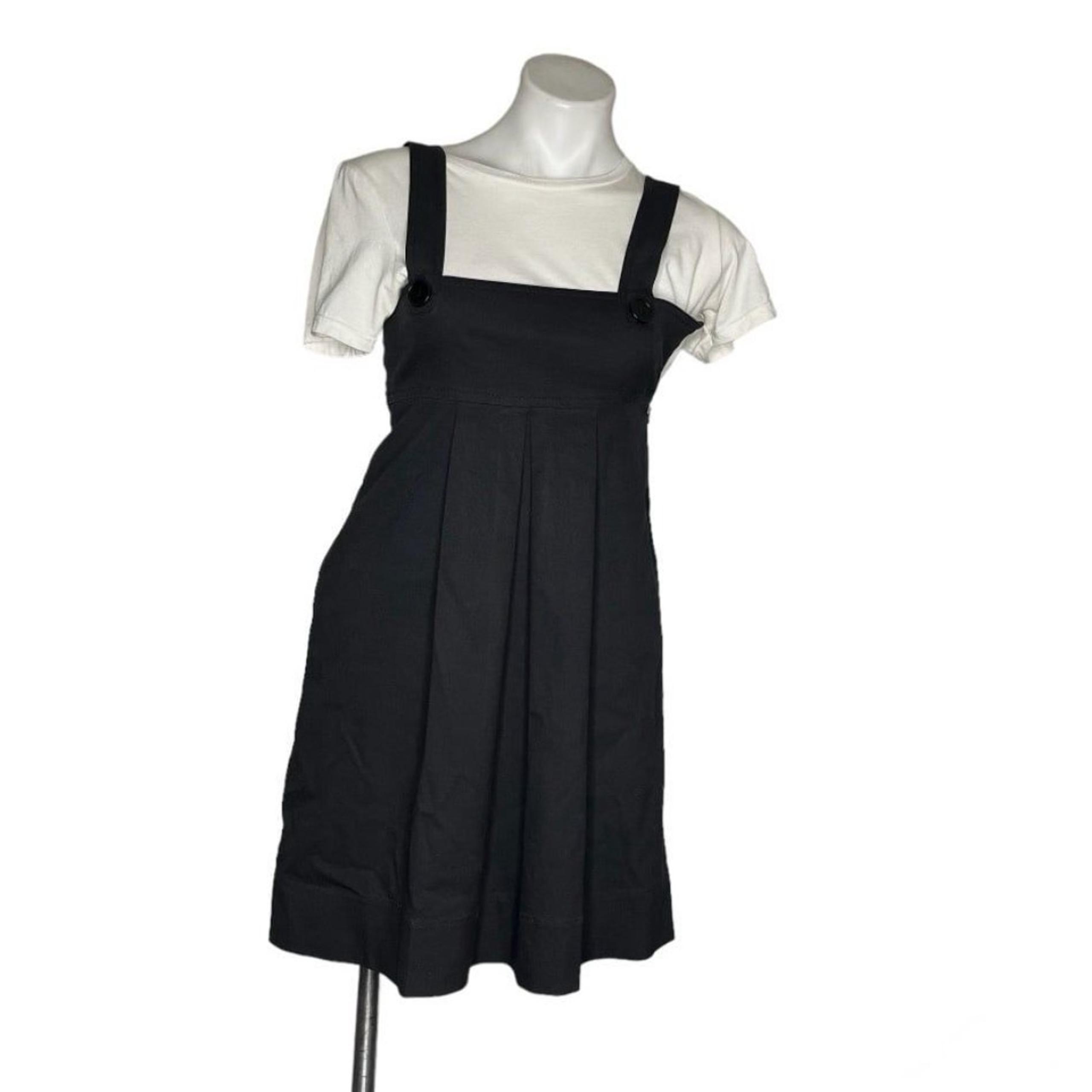 THEORY Black Dress Sleeveless Buttoned Straps Cotton Lycra Womens Size 0