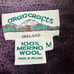 Aran Crafts Merino Wool Cable Knit Cardigan Size Medium Purple One Button FLAW