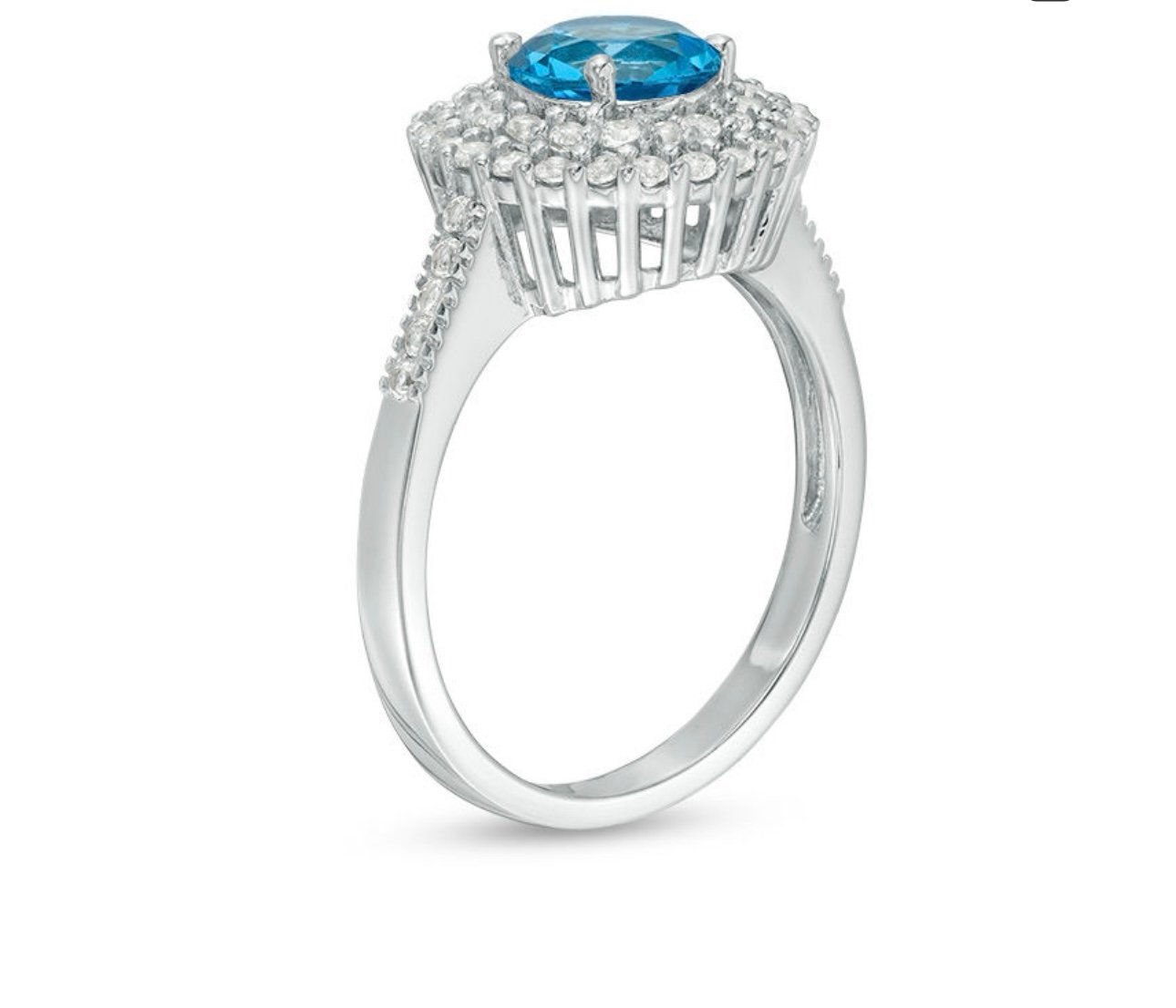 6.5mm Swiss Blue Topaz and Lab-Created White Sapphire Necklace & Ring Zales