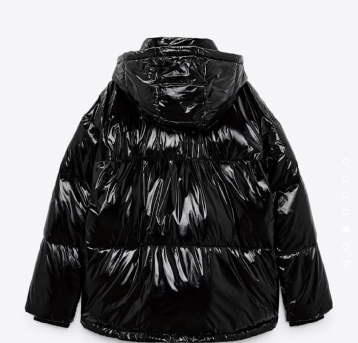 Zara Size Medium Shiny Red Puffer Jacket Coat Oversized Puff