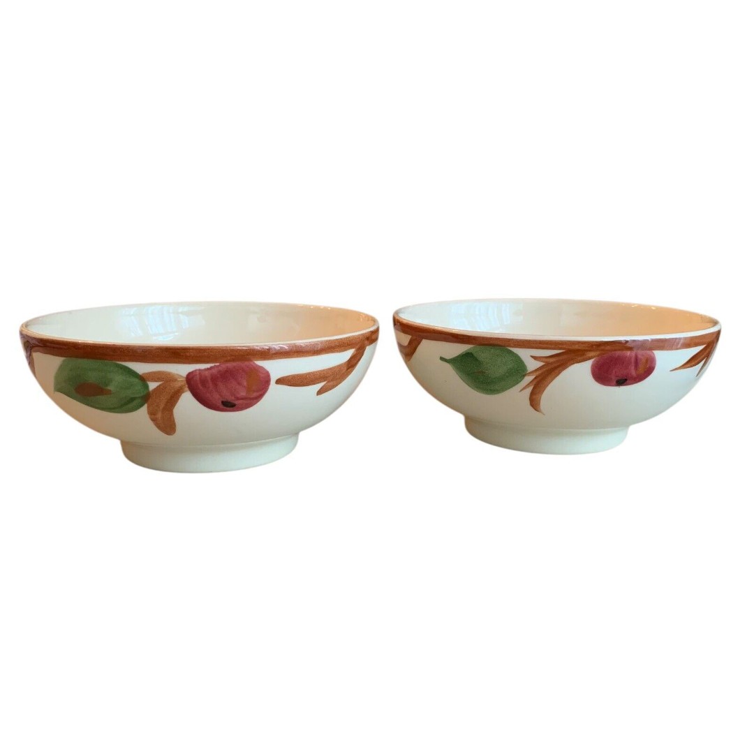 2 Franciscan Apple Pattern Footed 5.5 Oatmeal Bowls Made in England EUC