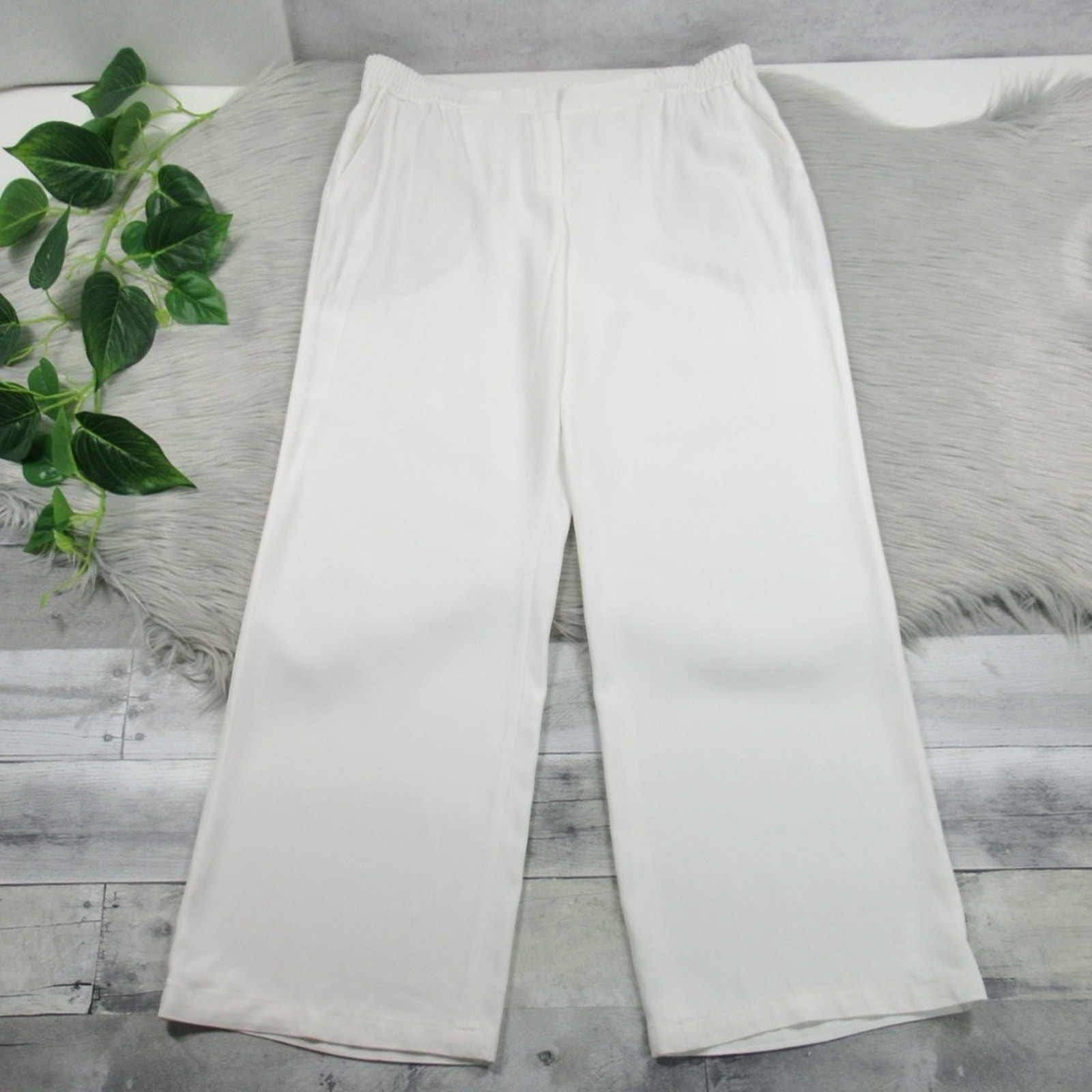 AKRIS White High Waisted Wide-Leg Ankle Pant Trousers Women’s Size 10