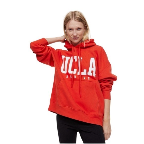 H&M UCLA Bruins Oversized Orange & White Hoodie Sweatshirt Size XS NEW