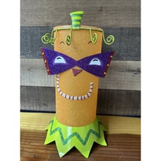 Vtg Dept 56 Metal Orange Halloween Glitter GLS Hurricane Candle Holder 12.5”
