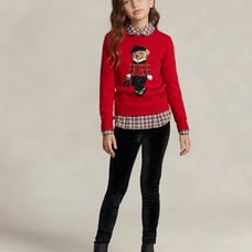 NWT❤️POLO RALPH LAUREN Girls Polo Bear Cotton-Blend Sweater szS(7)