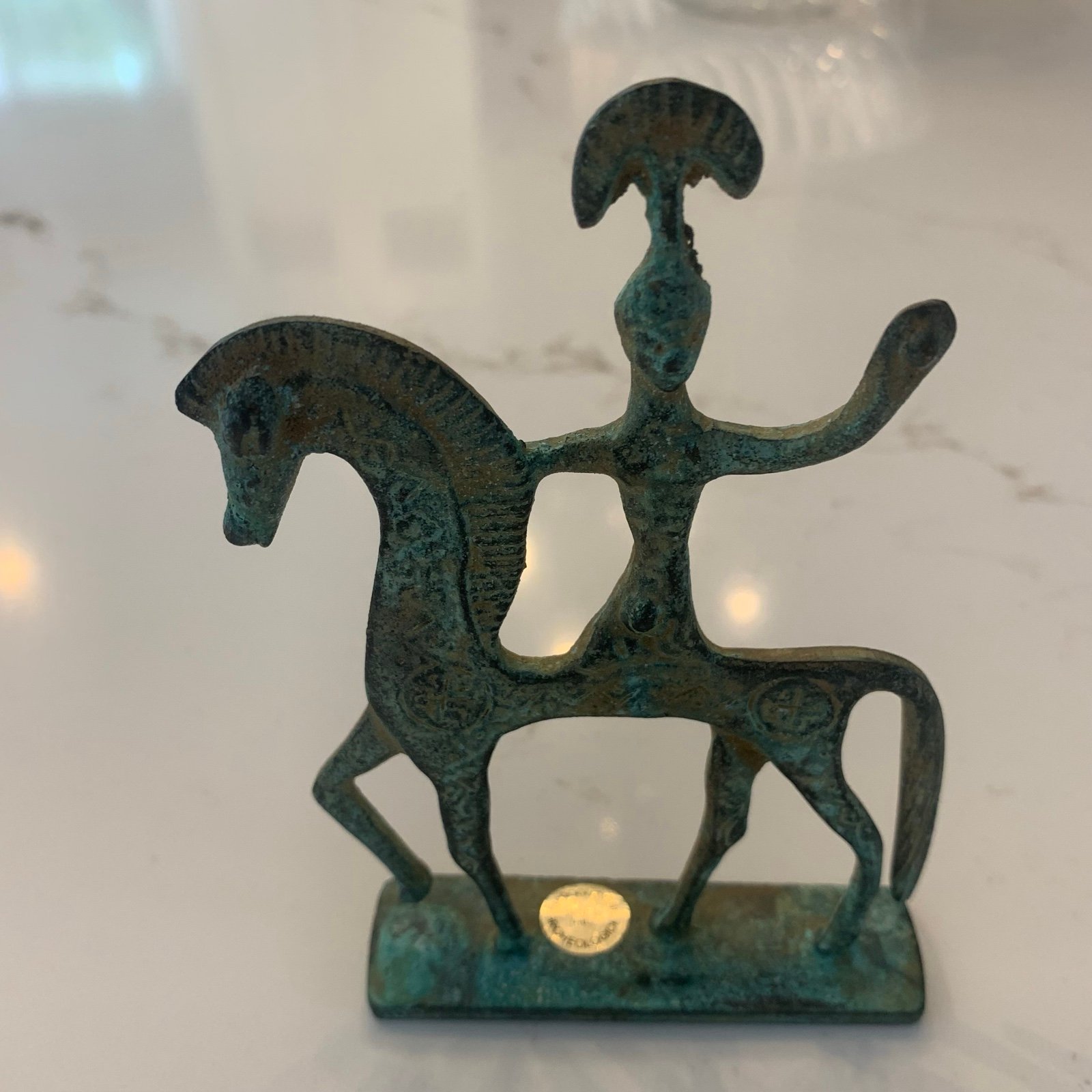 Athena On Horse Riproduzione Archeologica Made In Italy 5” x 4” Vintage.