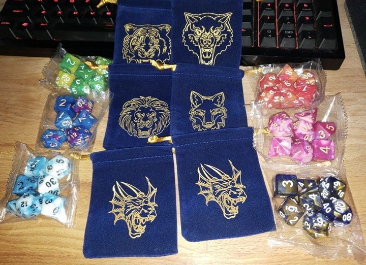 DND Dice Set 42pcs Polyhedral Dice with 6 Blue Drawstring Bags