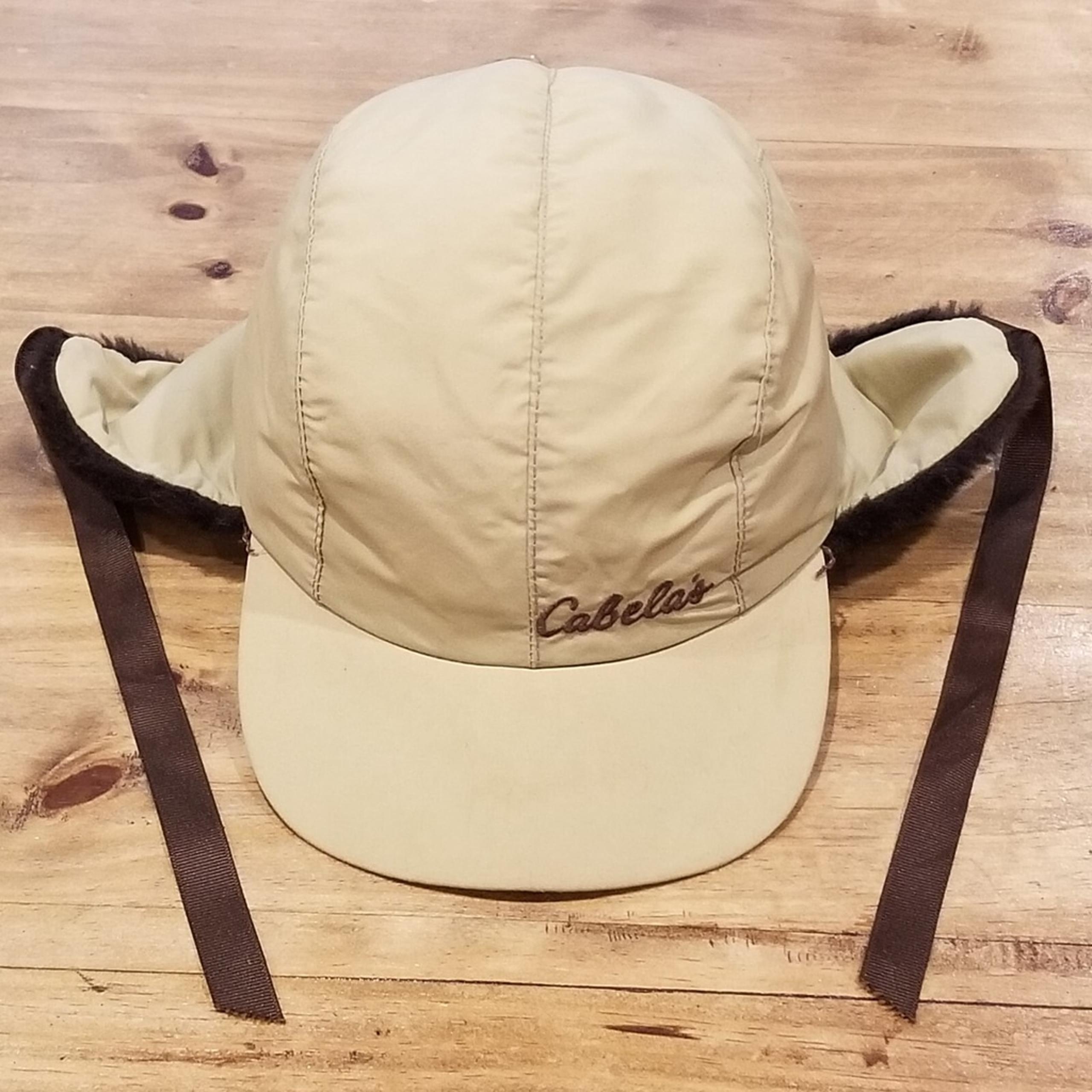 Vintage Cabela's Trapper Hat Size L Beige Brown Hunting Insulated Winter Lined