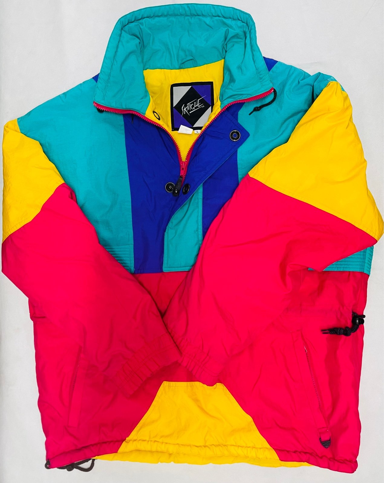 Skitique Vintage Colorblock Puffer Windbreaker Jacket Men’s Size Large