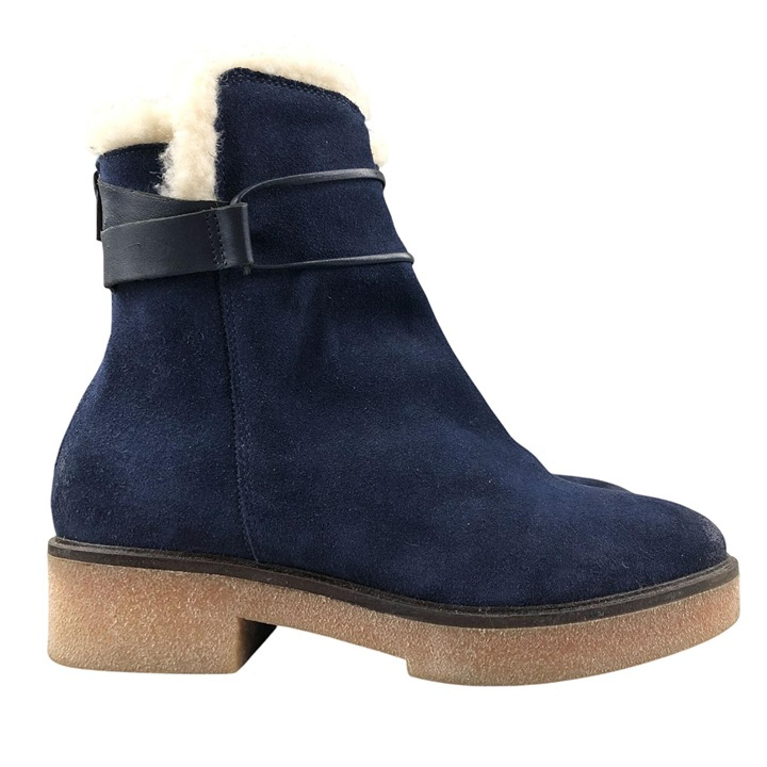 Sundance Women's EU 38 (US 7.5-8) Willette Blue Suede Shearling Lined Boots