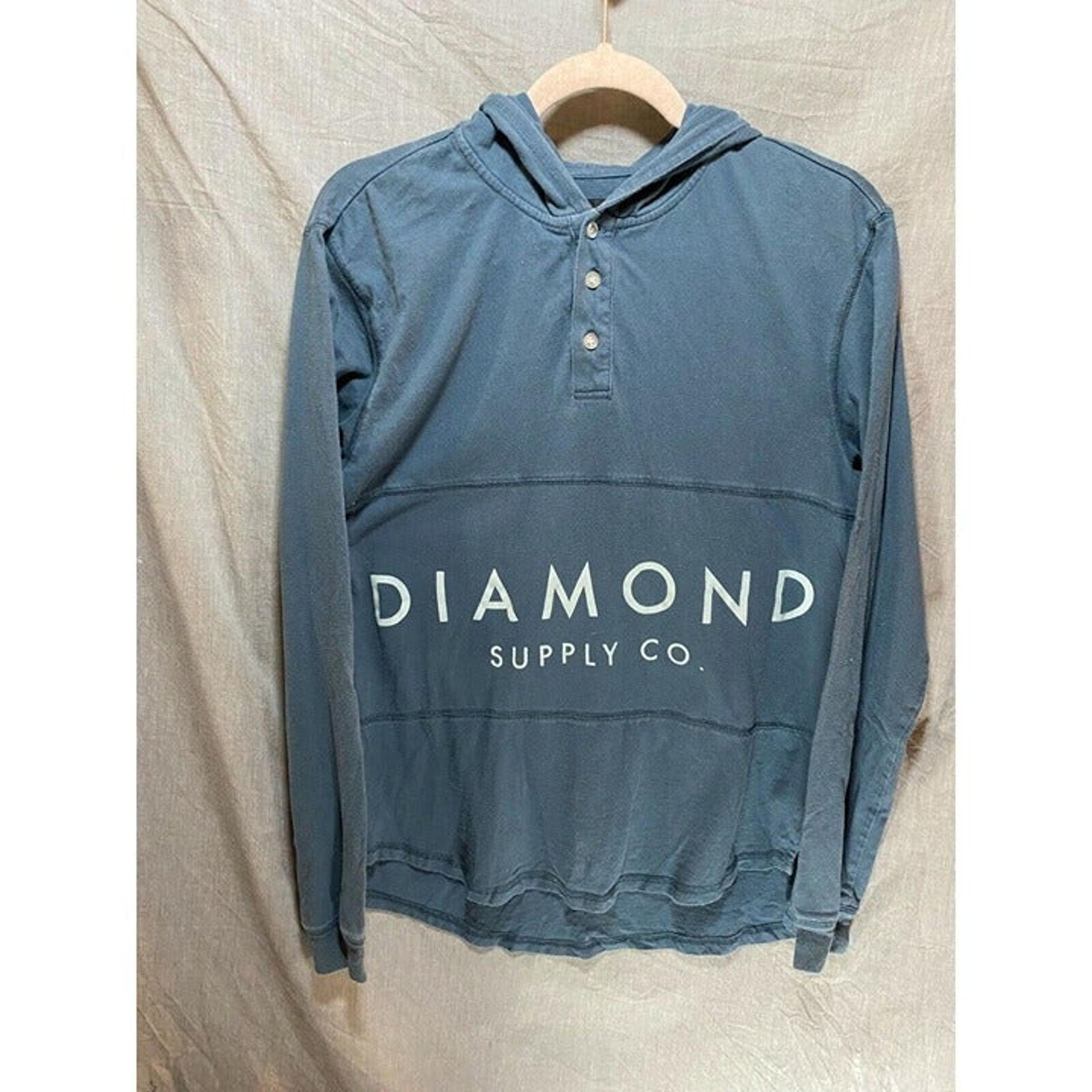 Diamond Supply Co. Sweater Adult Medium Large Blue Button Pullover Hoodie Mens.