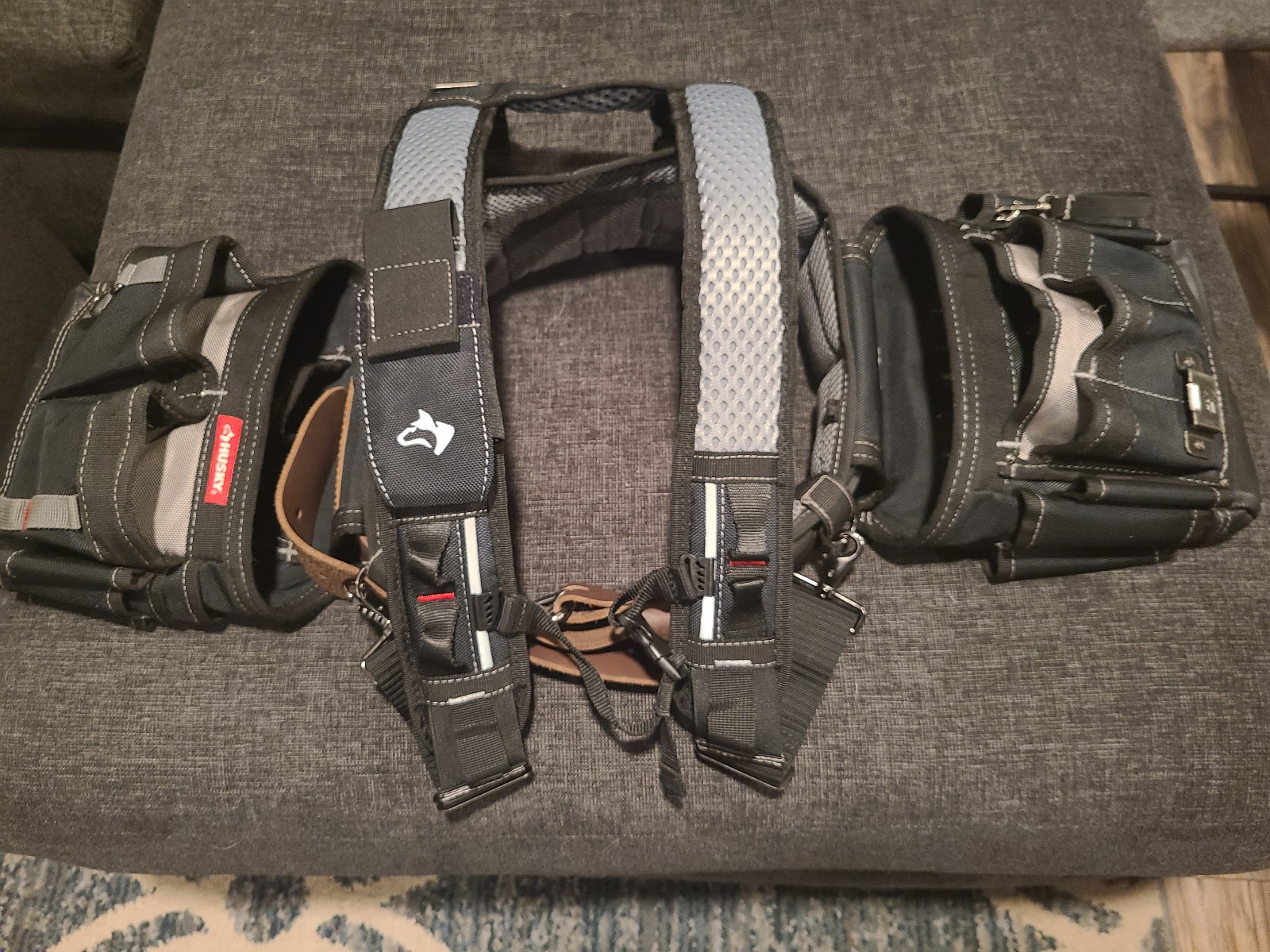 Electricians 2-Bag Work Tool Belt with Suspenders