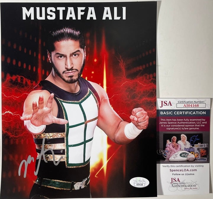 WWE NXT Mustafa Ali Signed 8x10 Photo C Autograph WrestleMania JSA COA