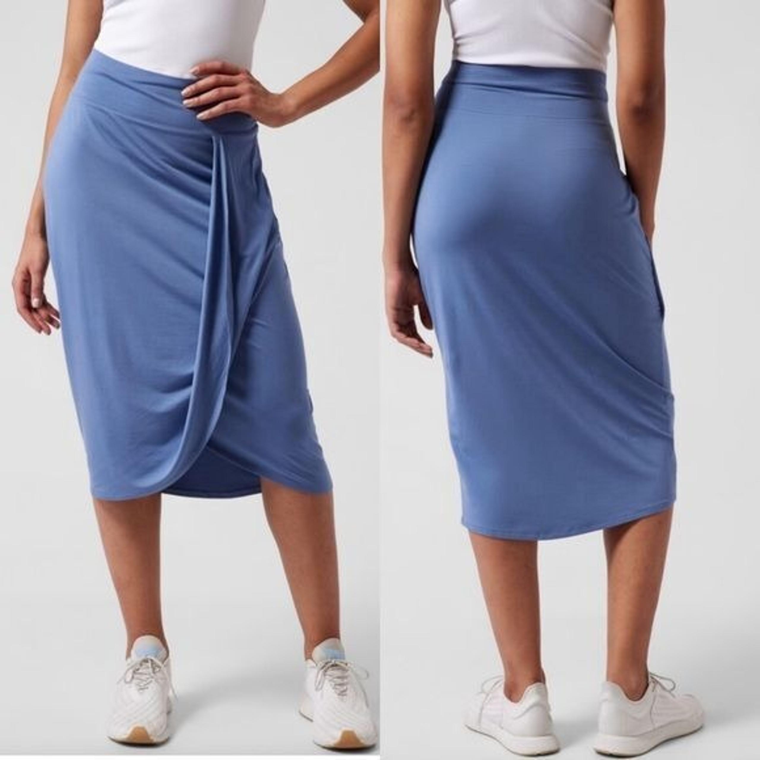 Athleta Womens Release Midi Skirt Cottage Blue Size Small