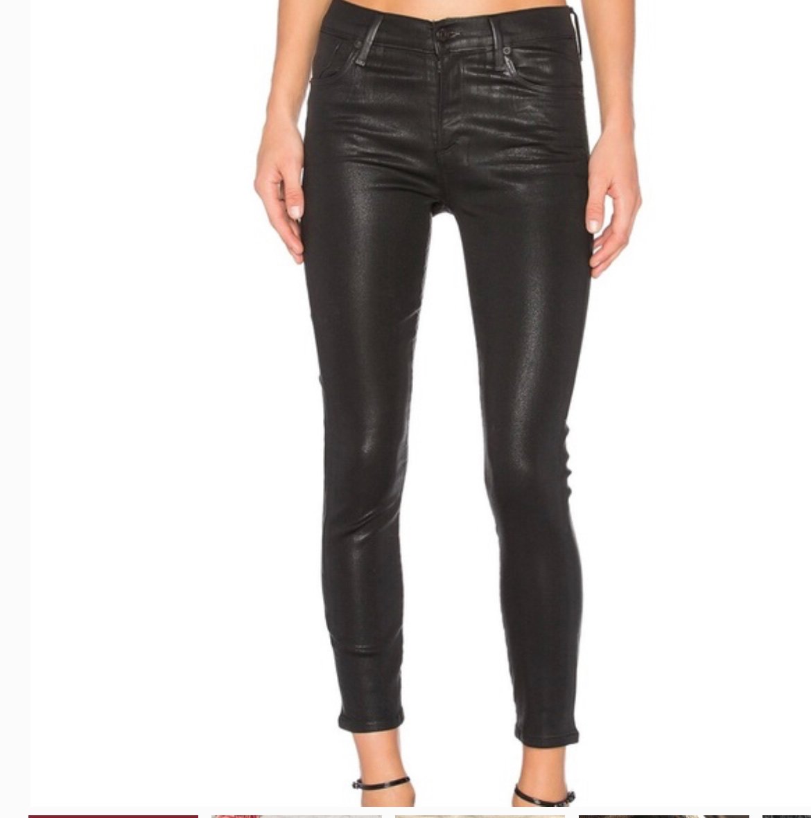 Agolde Sophie High Rise Crop Black Coated Leatherette Jeans