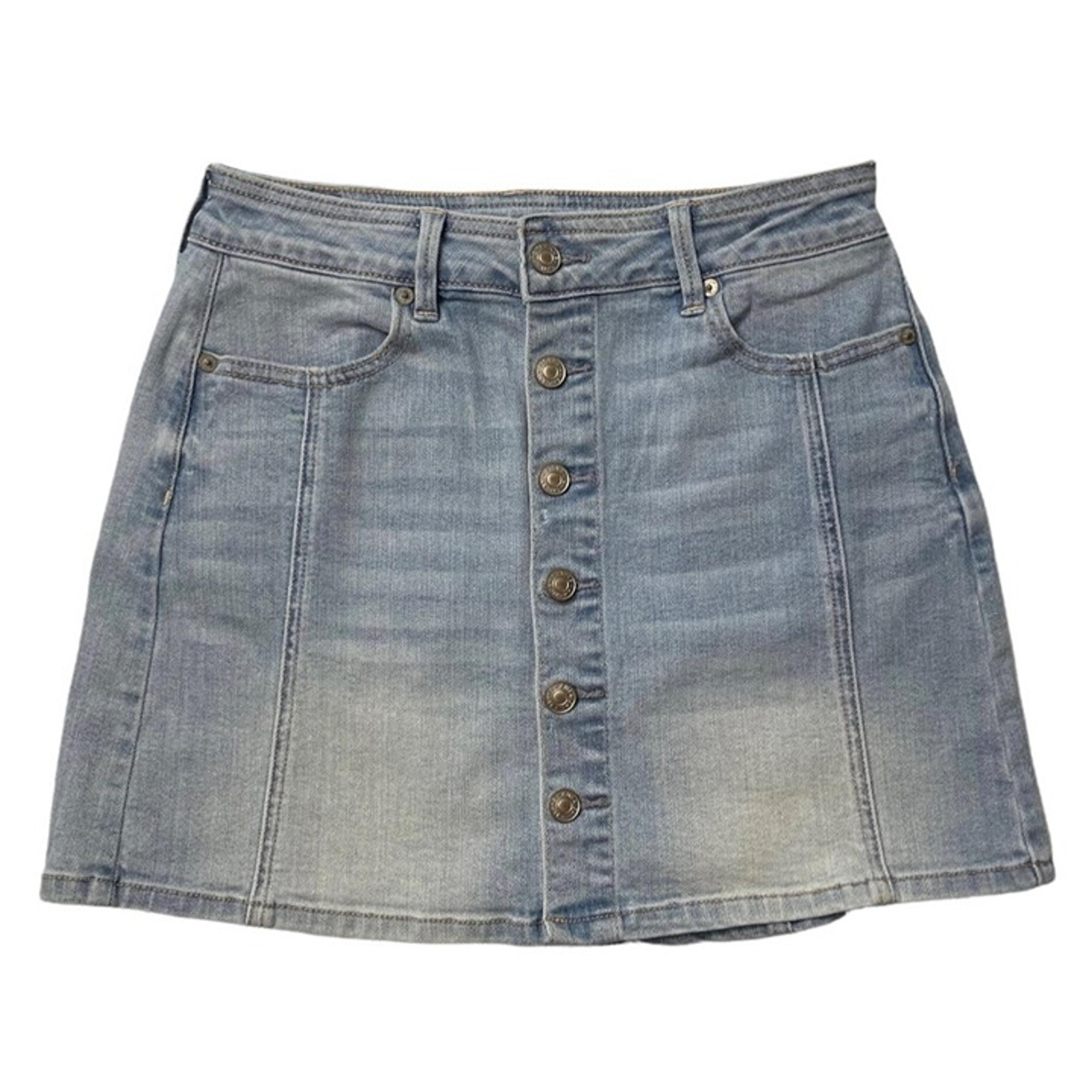 AEO AMERICAN EAGLE Super Stretch Women's A-Line Jean Skirt Size 4 Denim Y2K Mini