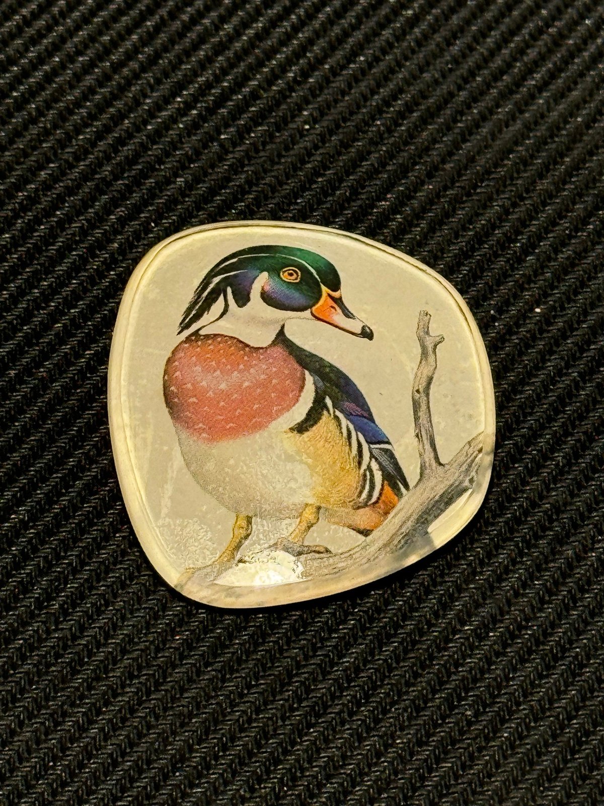 Vintage Mallard Duck Painted Lucite Pin Brooch