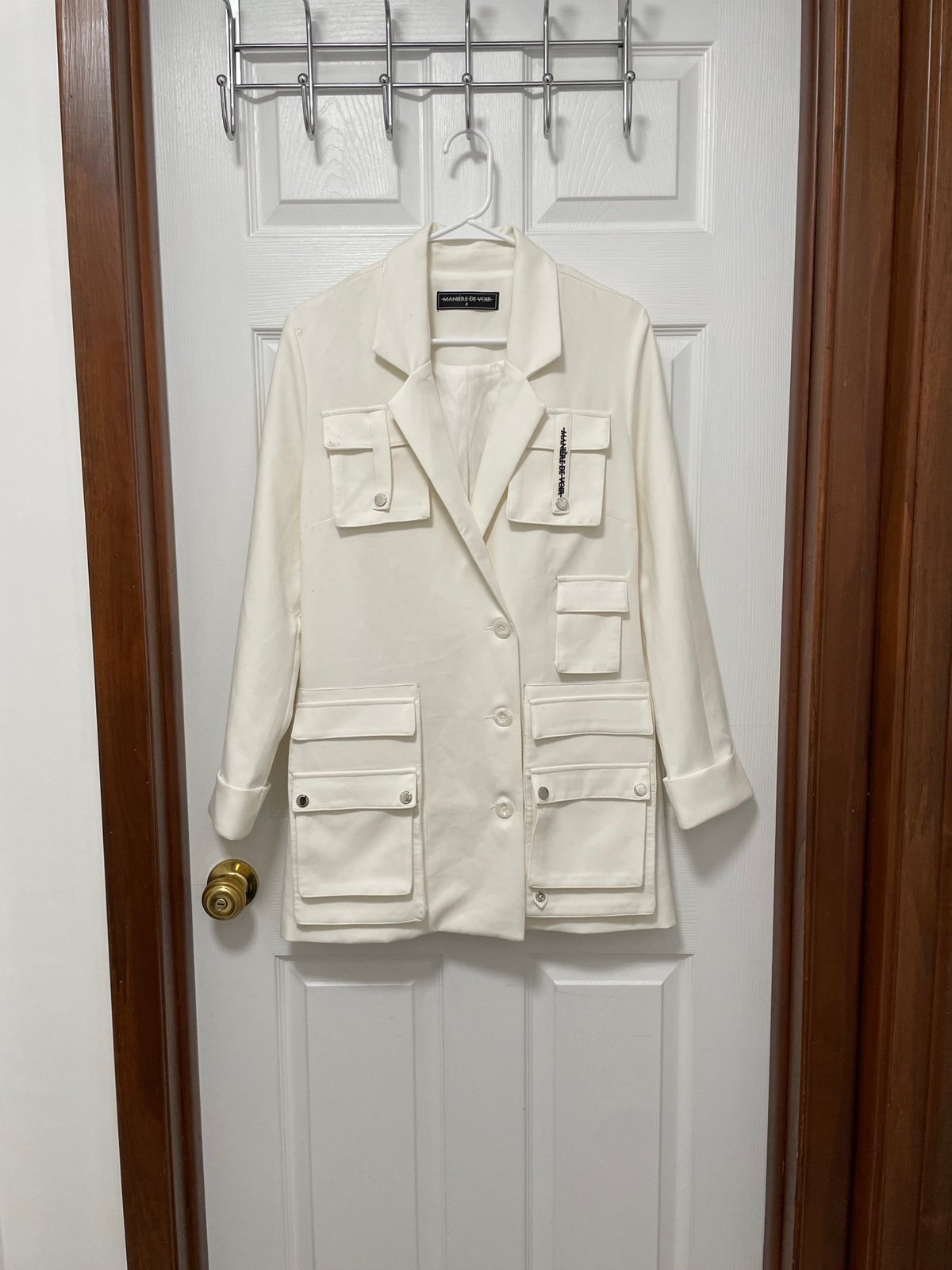 MANIERE DE VOIR men’s white Blazer jacket, size 4