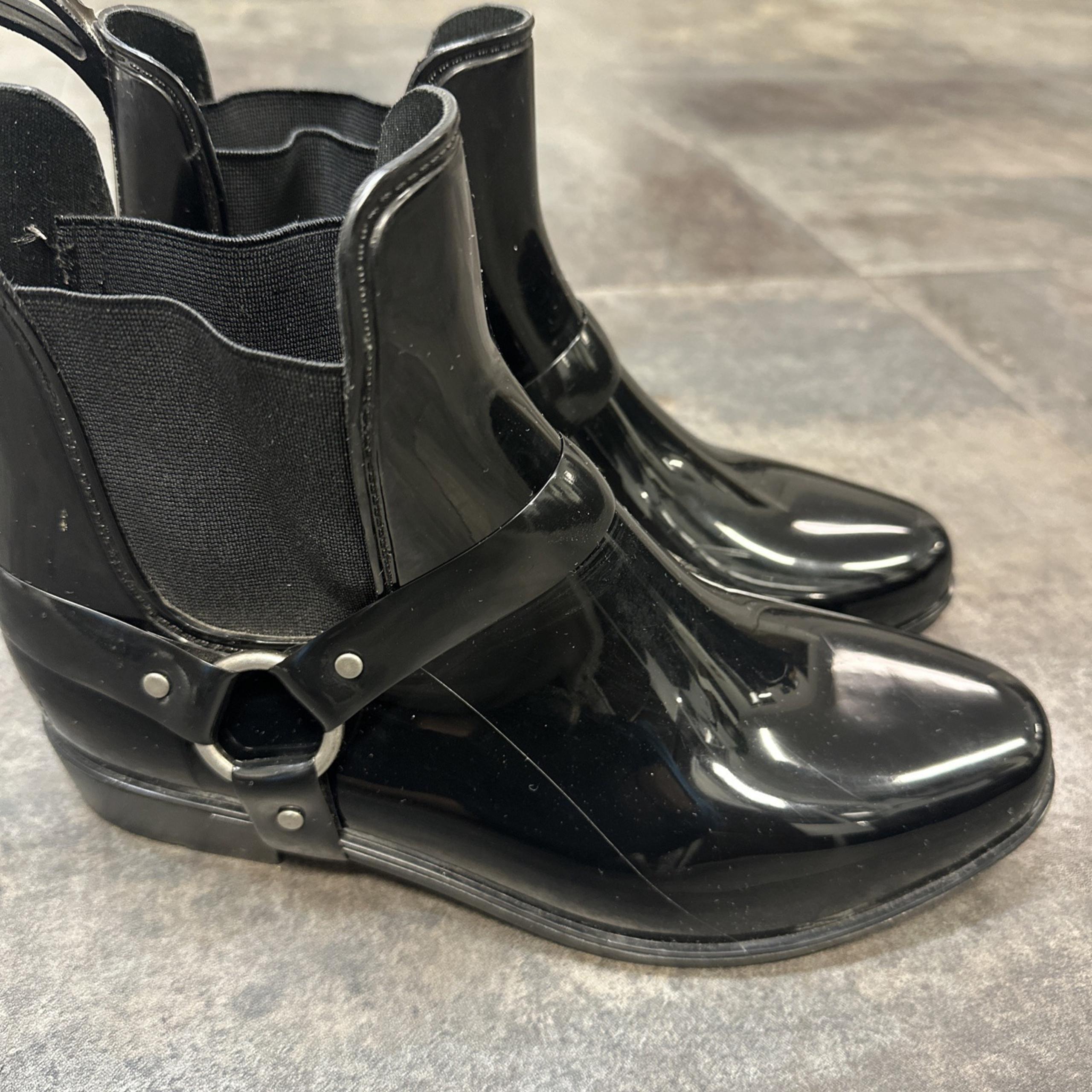 Ralph Lauren Rain Boots Womens 9 B Black Tricia Bo-Rai Ankle Short Chelsea Boot