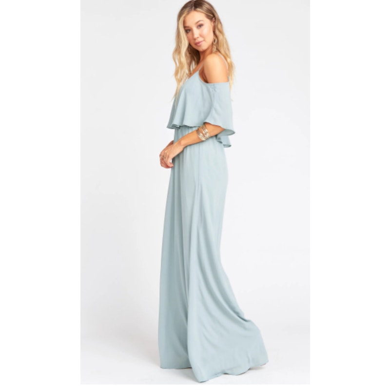 Show Me Your Mumu Silver Sage Caitlin Ruffle Maxi Dress Women's Size Small NWT