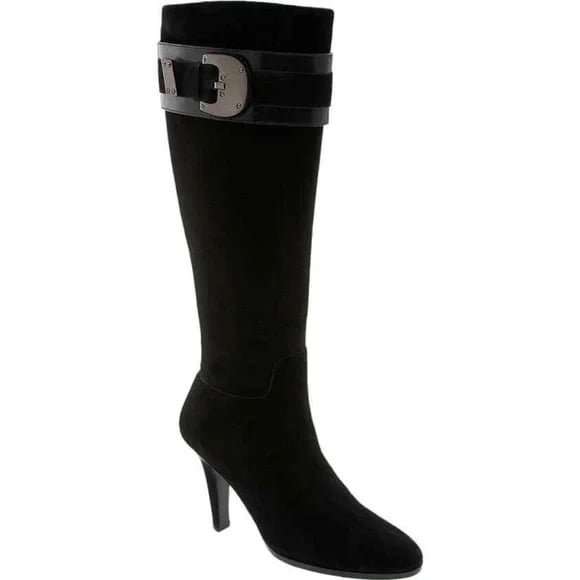 Cole Haan Nicole Nike Air Black Suede Knee High High Heel Boots